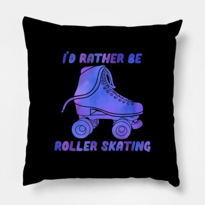 Id Rather Be Roller Skating Blue Throw Pillow Official Skating Merch