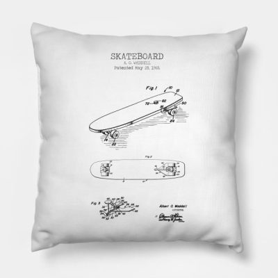 Skateboard Patent Throw Pillow Official Skating Merch