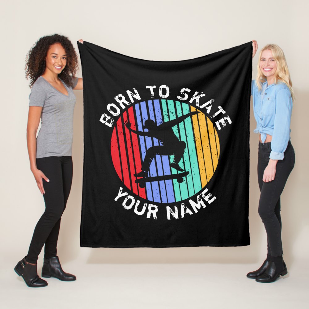 add name change all text born to skate skateboard fleece blanket - Skating Gifts
