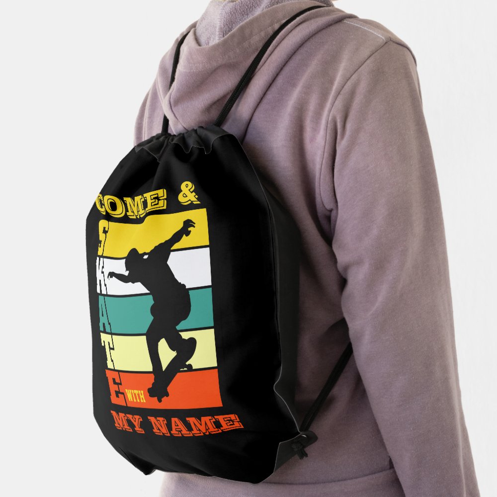 add name change text come skate with my name drawstring bag r008a27264a03484a96ba8c9252c2cc43 qwkt5 1000 - Skating Gifts