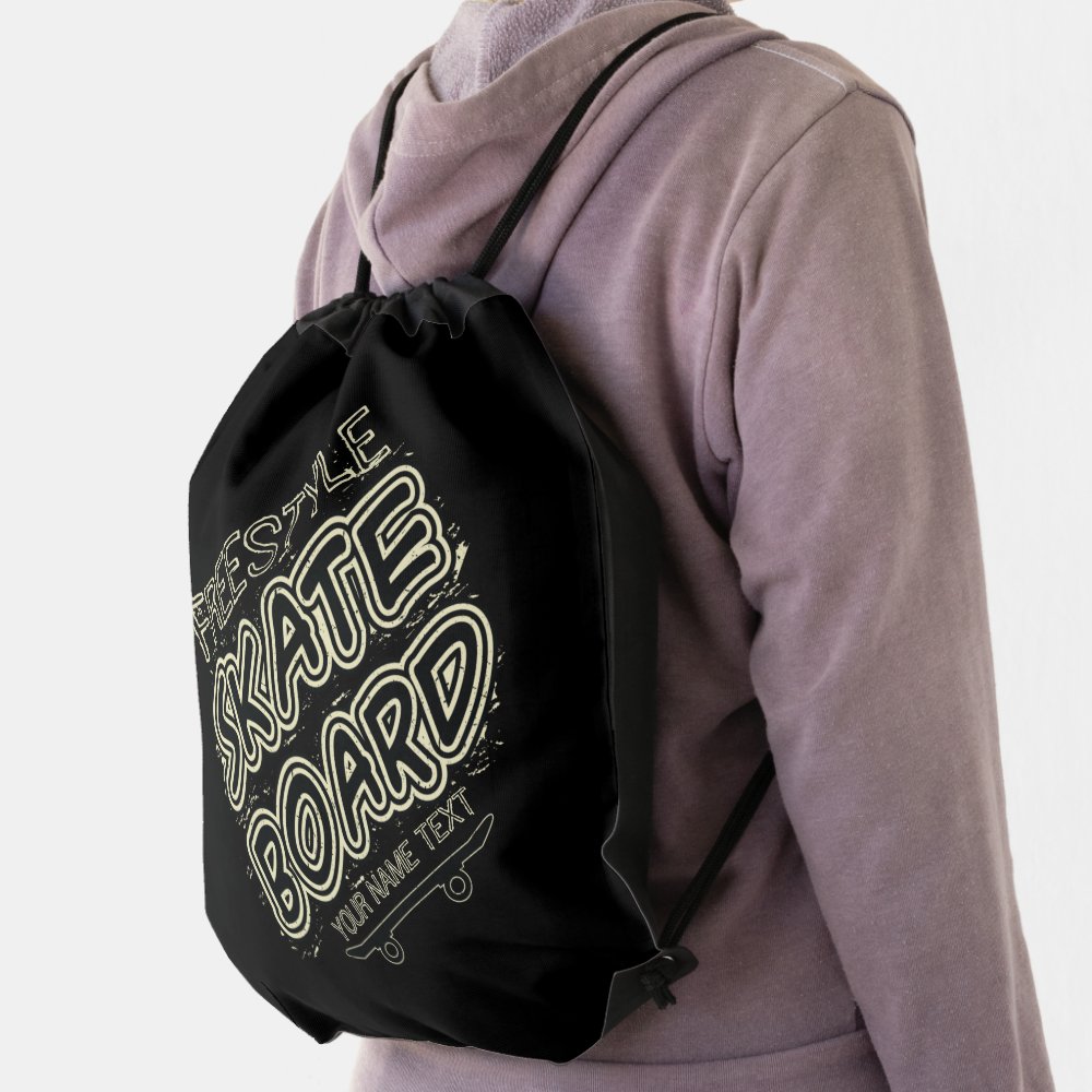 add name style city text freestyle skate board drawstring bag ra816d6cbadee40359eb483713ef5f78b qwkt5 1000 - Skating Gifts