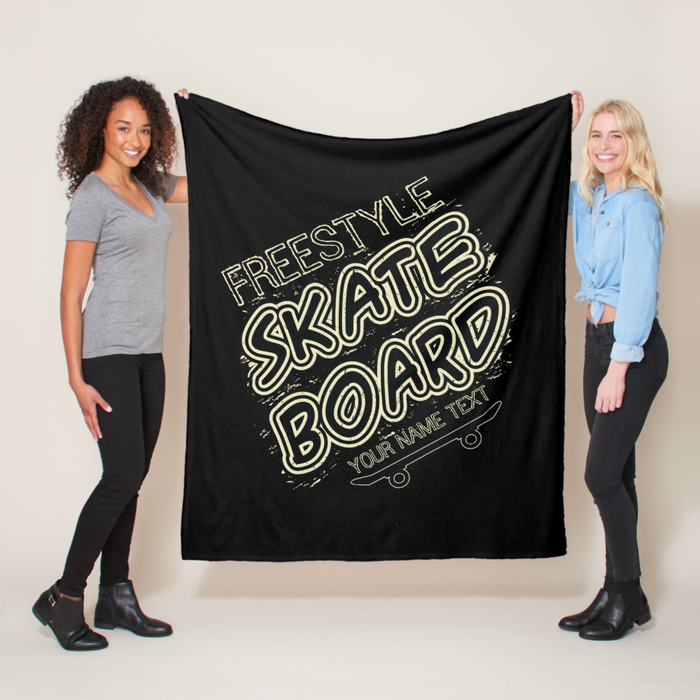 add name style city text freestyle skate board fleece blanket - Skating Gifts
