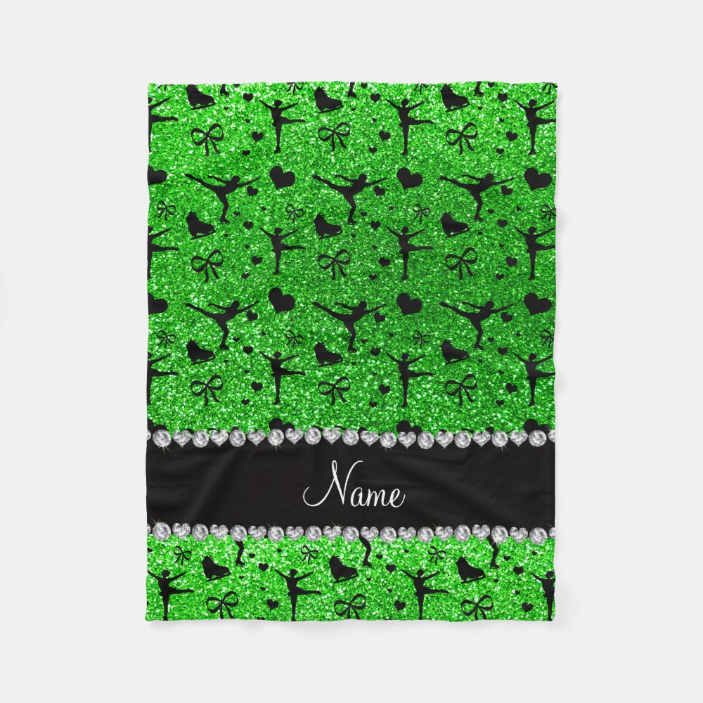 custom name lime green glitter figure skating fleece blanket r6542c2b3d6fc425b9f8aeaaaa2c25508 zkhkh 1000 - Skating Gifts