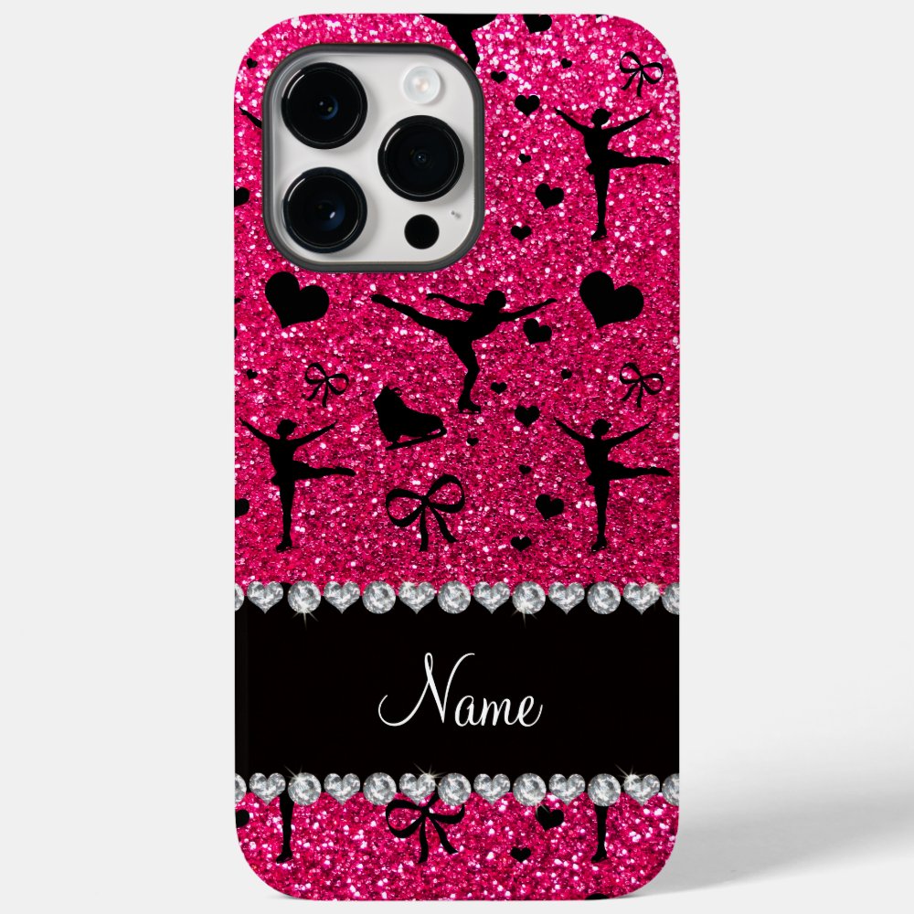 custom name rose pink glitter figure skating case mate iphone case r9011c2470776417b80177cef44277b4c s0dnv 1000 - Skating Gifts
