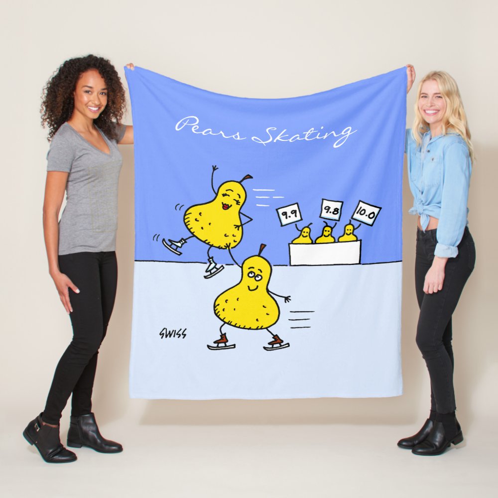 cute pears pairs skating cartoon figure skater fleece blanket - Skating Gifts