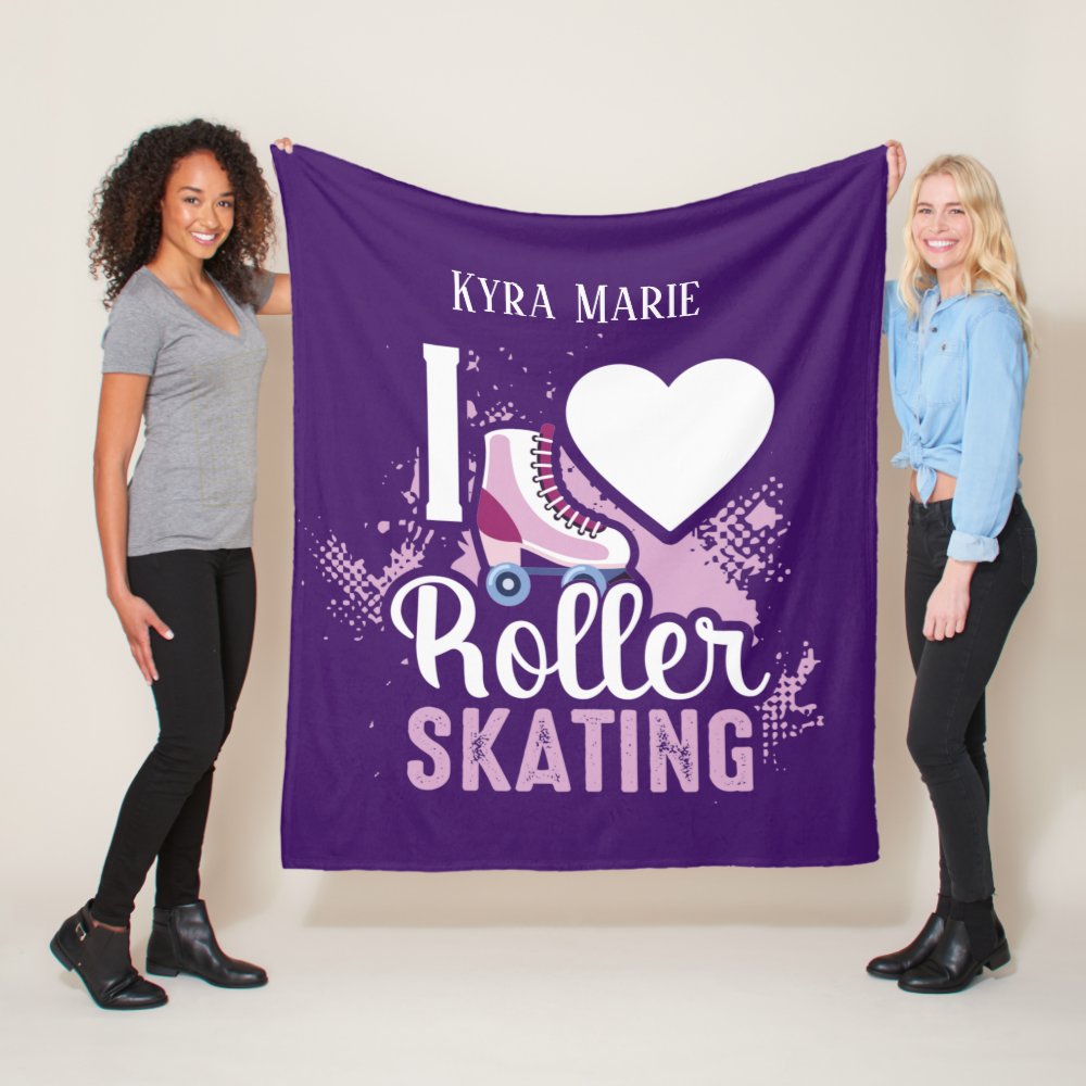 cute skating girl word art fleece blanket - Skating Gifts
