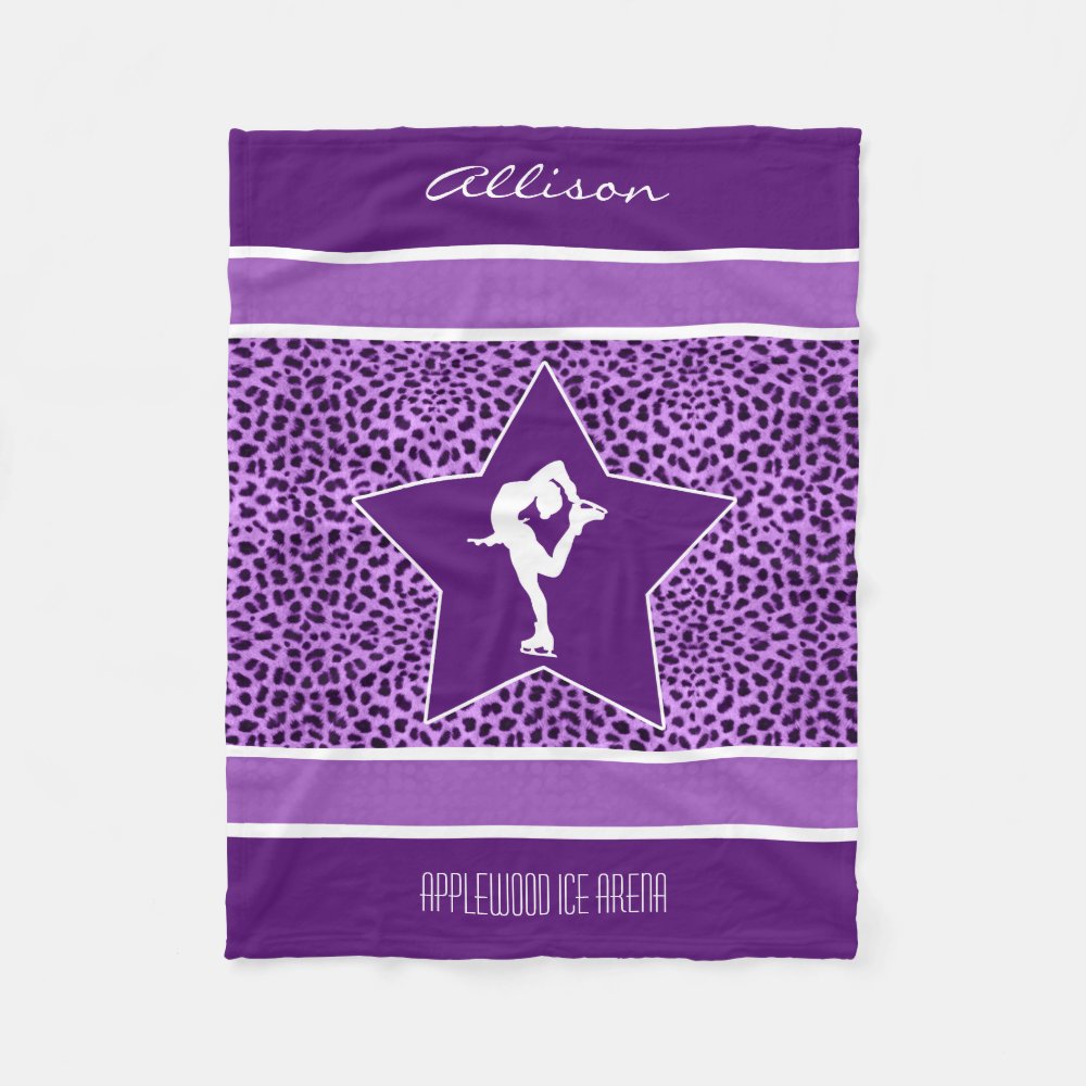 figure skater w purple cheetah print and monogram fleece blanket r6c8e574e6681407db6f1a6759d8cffbb zkhkh 1000 - Skating Gifts