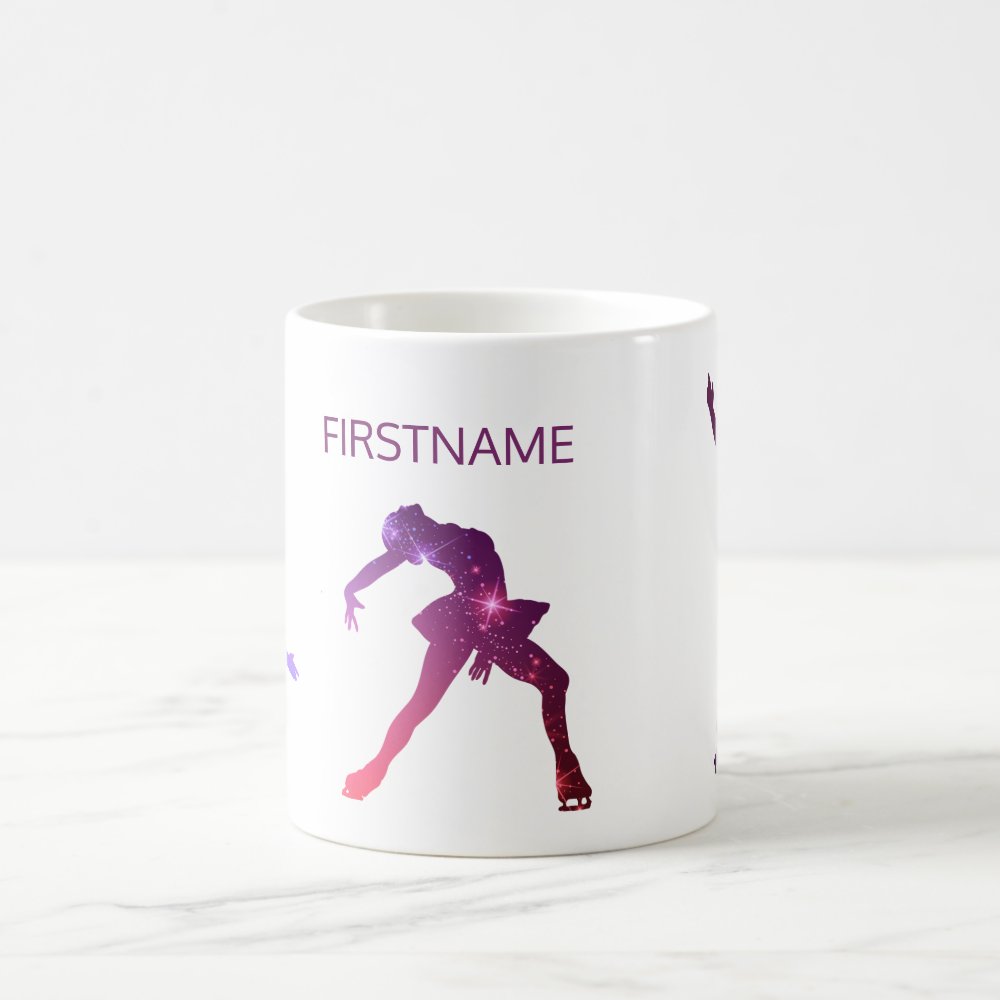 figure skating mug pink and purple star woman - Skating Gifts