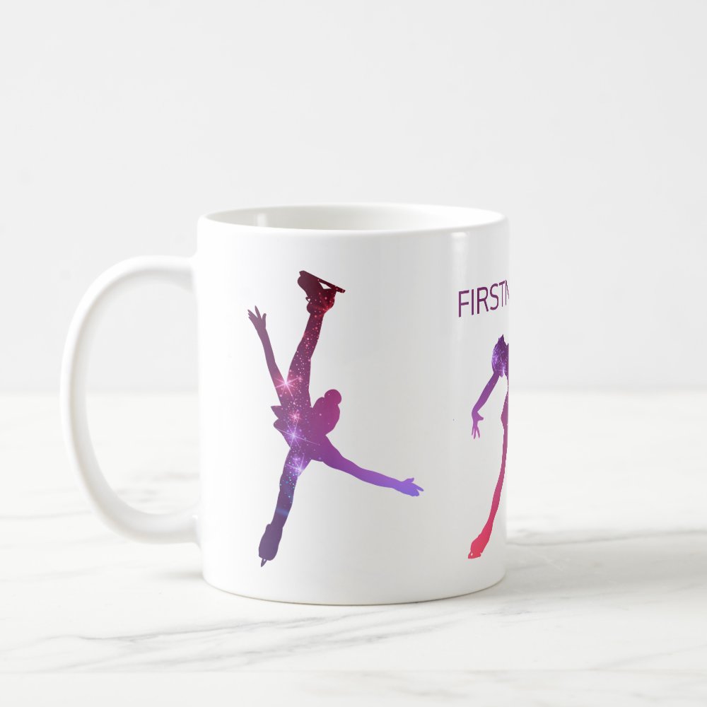 figure skating mug pink and purple star woman - Skating Gifts