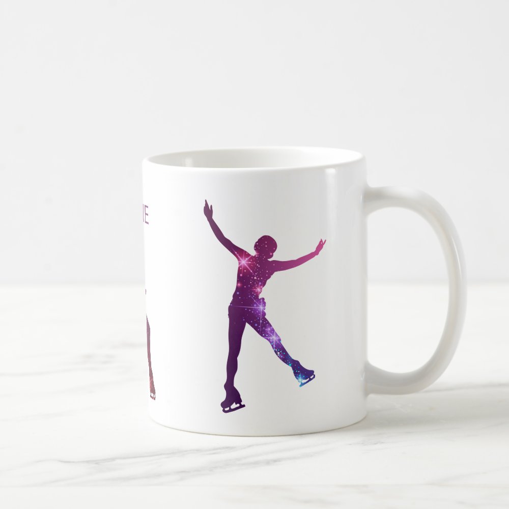 figure skating mug pink and purple star woman - Skating Gifts
