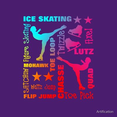 Colorful Ice Skating Theme Terminology Typography Tote Bag Official Skating Merch