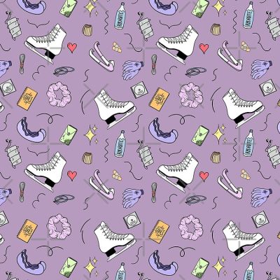 Figure Skating Cartoon Pastel Pattern - Lilac Tote Bag Official Skating Merch