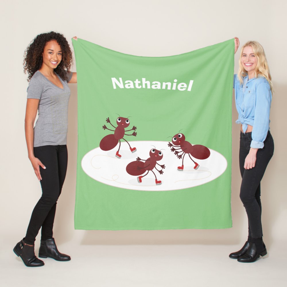 happy red ants ice skating cartoon fleece blanket - Skating Gifts