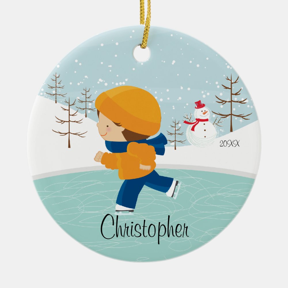 ice skating skater boy dated christmas ornament - Skating Gifts