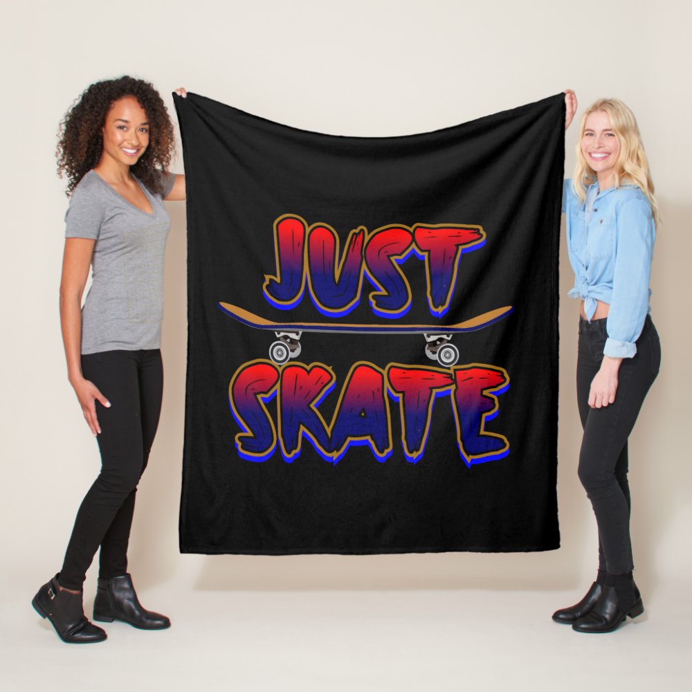 just skate skateboard red blue skateboarder fleece blanket - Skating Gifts