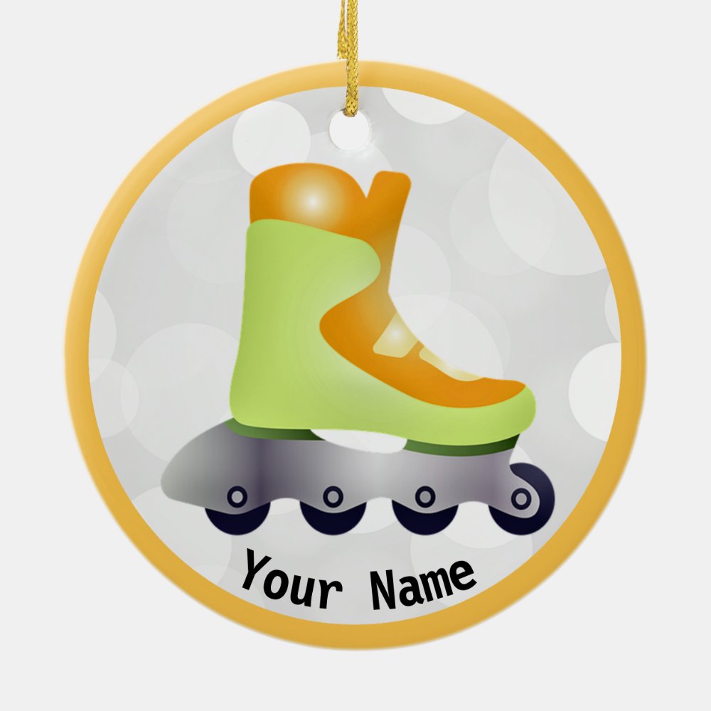 orange inline skate design ceramic ornament - Skating Gifts