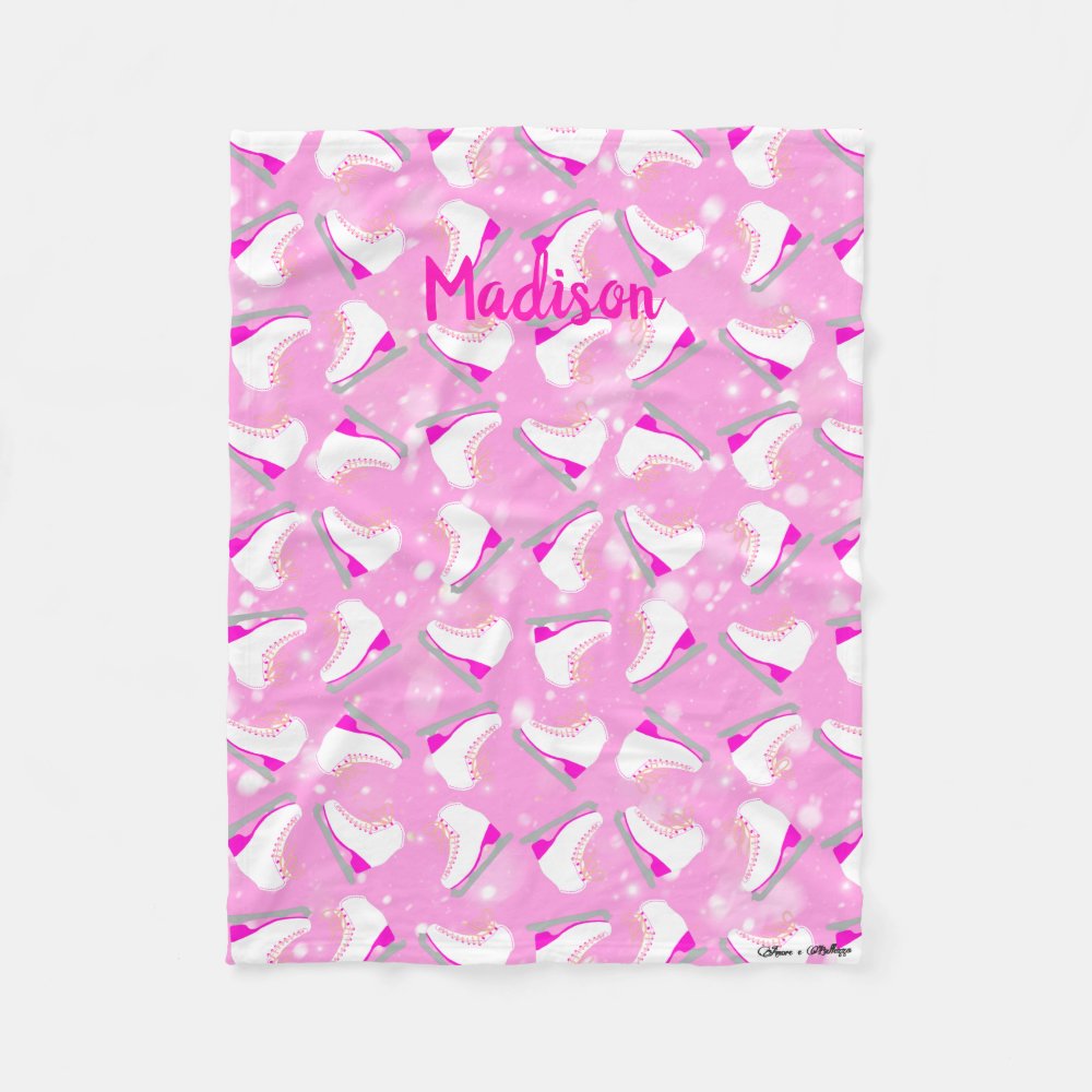 pink figure skate pattern cute kawaii personalized fleece blanket r6a6889432344420d8e785f939db38aaa zkhkh 1000 - Skating Gifts