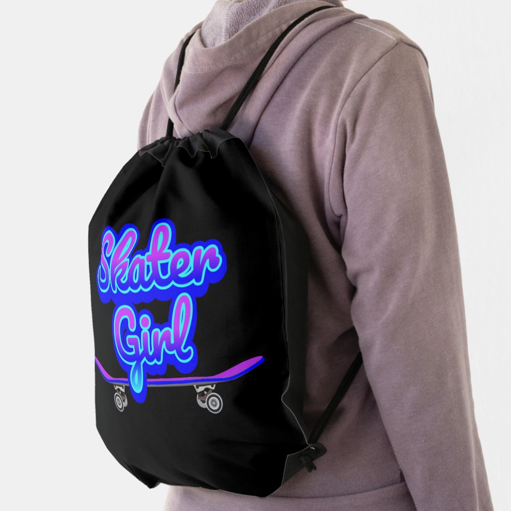 skater girl blue mauve graffiti glow skateboard drawstring bag r5da4d609f2c142a58cc7895d74a83d79 qwkt5 1000 - Skating Gifts