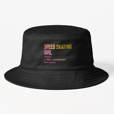 Speed Skating Girl Definition In Watercolor Bucket Hat Official Skating Merch