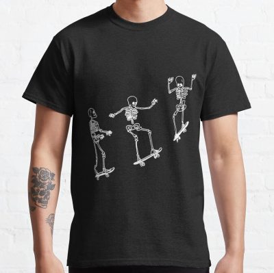 Funny Skeleton Skateboard T-Shirt Official Skating Merch