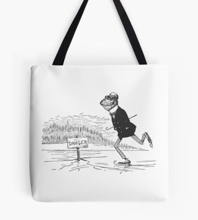 Frog Ice Skating On Frozen Lake: Vintage Cottagecore Aesthetic, Skater Toad In Old Style Tote Bag Official Skating Merch