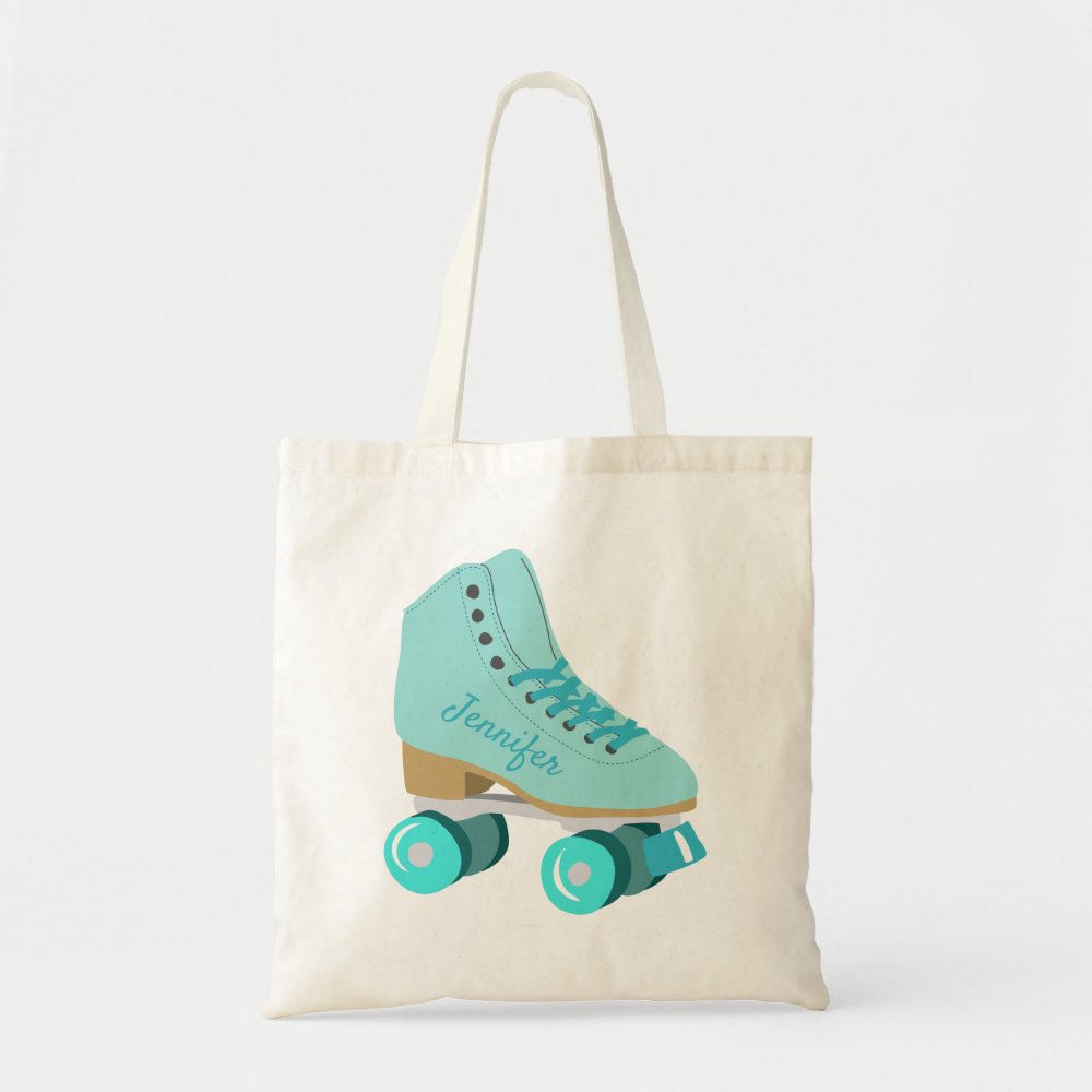 teal blue retro quad roller skate personalized tote bag rcf6027a8204842b1aa17263fb9e3c3d7 v9w6h 8byvr 1000 - Skating Gifts