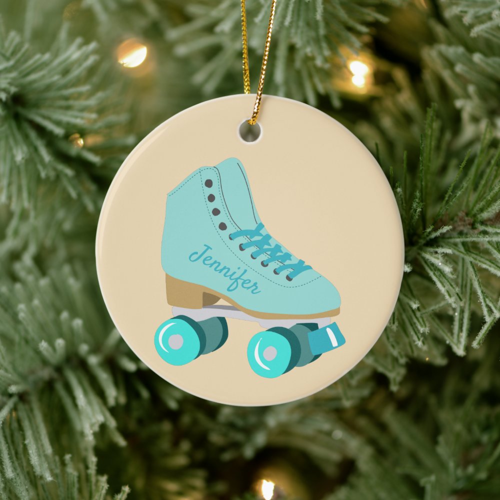 teal blue retro quad roller skate photo ceramic ornament r280e4d3516724385a59d368c42530399 05wi1 8byvr 1000 - Skating Gifts