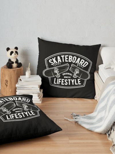 Skateboard Lifestyle Throw Pillow Official Skating Merch