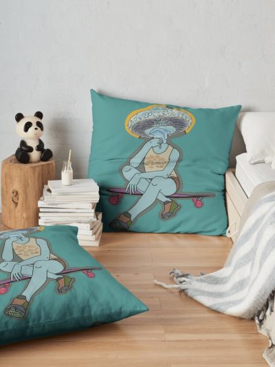 Mushroom Skater Throw Pillow Official Skating Merch