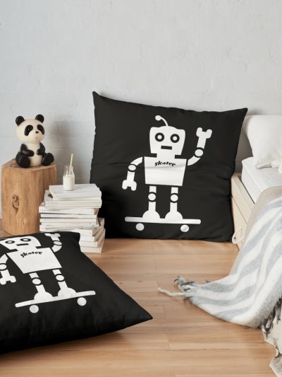 Robot Skater Throw Pillow Official Skating Merch