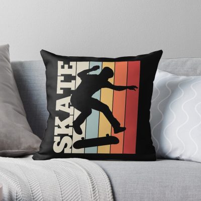 Skate Skateboard Skateboarding Retro Throw Pillow Official Skating Merch