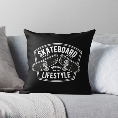 Skateboard Lifestyle Throw Pillow Official Skating Merch