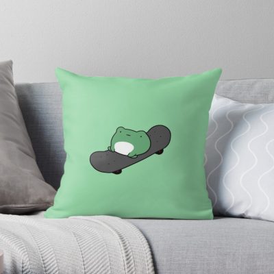 Froggy On A Skateboard Throw Pillow Official Skating Merch