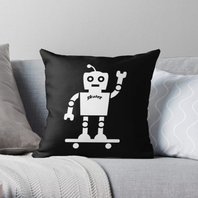 Robot Skater Throw Pillow Official Skating Merch