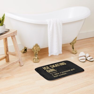 Ice Skating Girl Definition In Gold Bath Mat Official Skating Merch