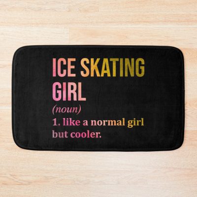 Ice Skating Girl Definition In Watercolor Bath Mat Official Skating Merch