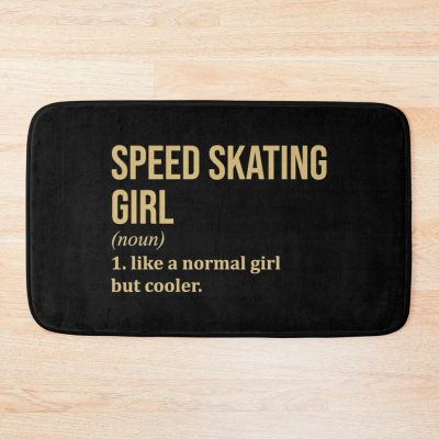 Speed Skating Girl Definition In Gold Bath Mat Official Skating Merch