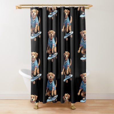 Skating Dog Shower Curtain Official Skating Merch