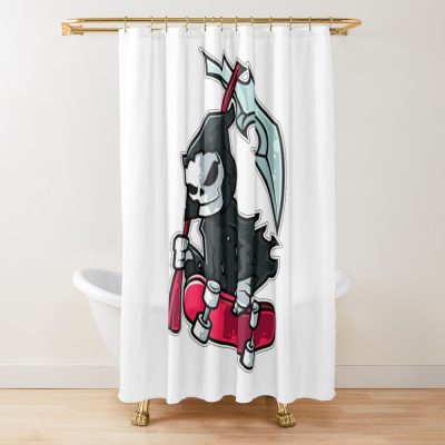 Skating Grim Reaper Design For A Goofy Skater Shower Curtain Official Skating Merch