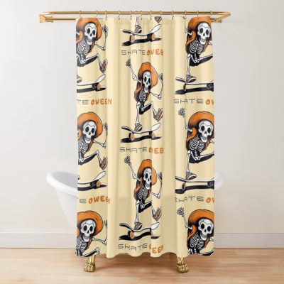 Skating Skeleton For Halloween Shower Curtain Official Skating Merch