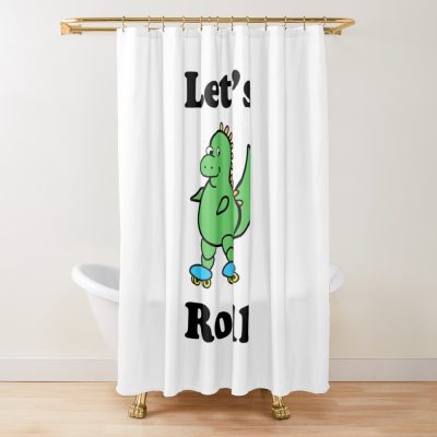 Dinosaur Roller Skating Shower Curtain Official Skating Merch