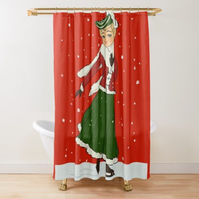 Cute Vintage Inspired Victorian Ice Skating Scene Shower Curtain Official Skating Merch