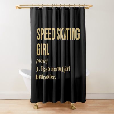 Speed Skating Girl Definition In Gold Shower Curtain Official Skating Merch