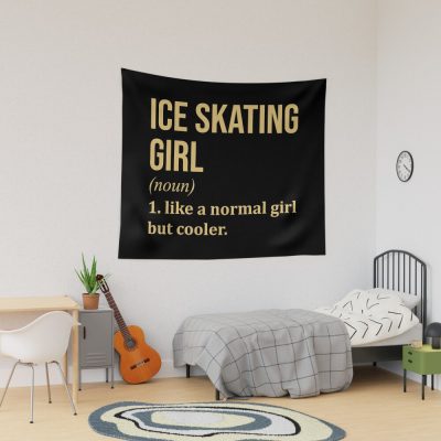 Ice Skating Girl Definition In Gold Tapestry Official Skating Merch