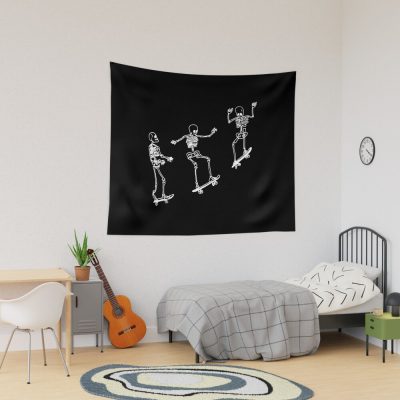 Funny Skeleton Skateboard Tapestry Official Skating Merch