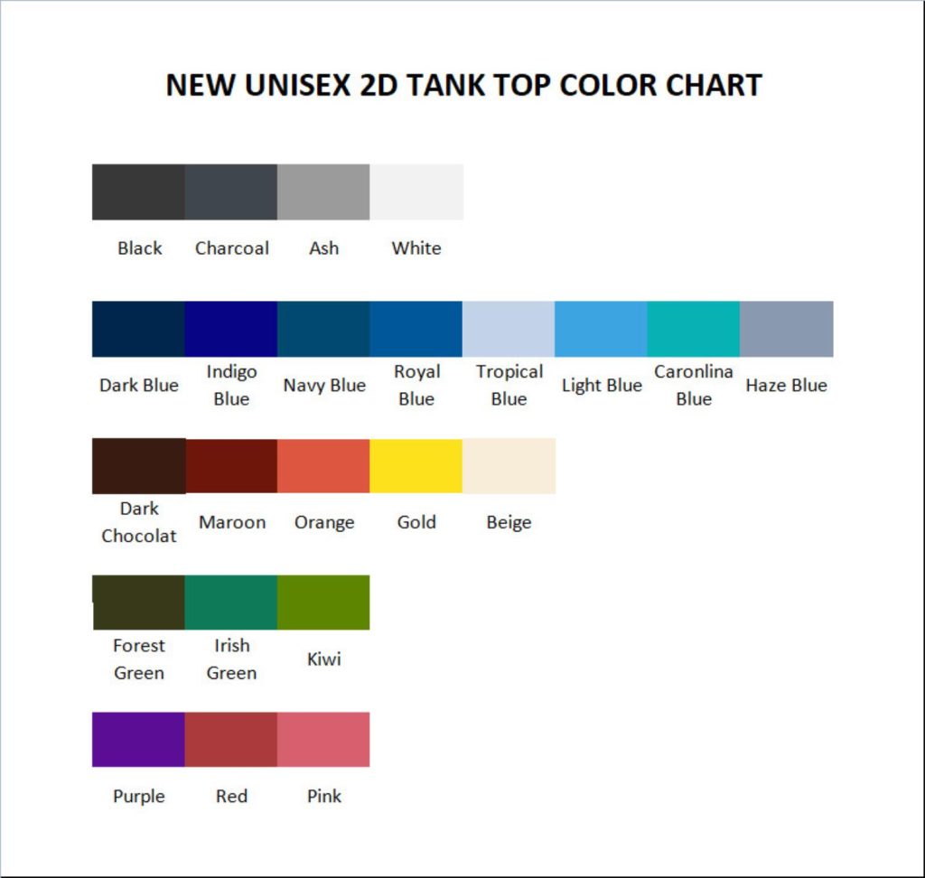 tank top color chart - Skating Gifts