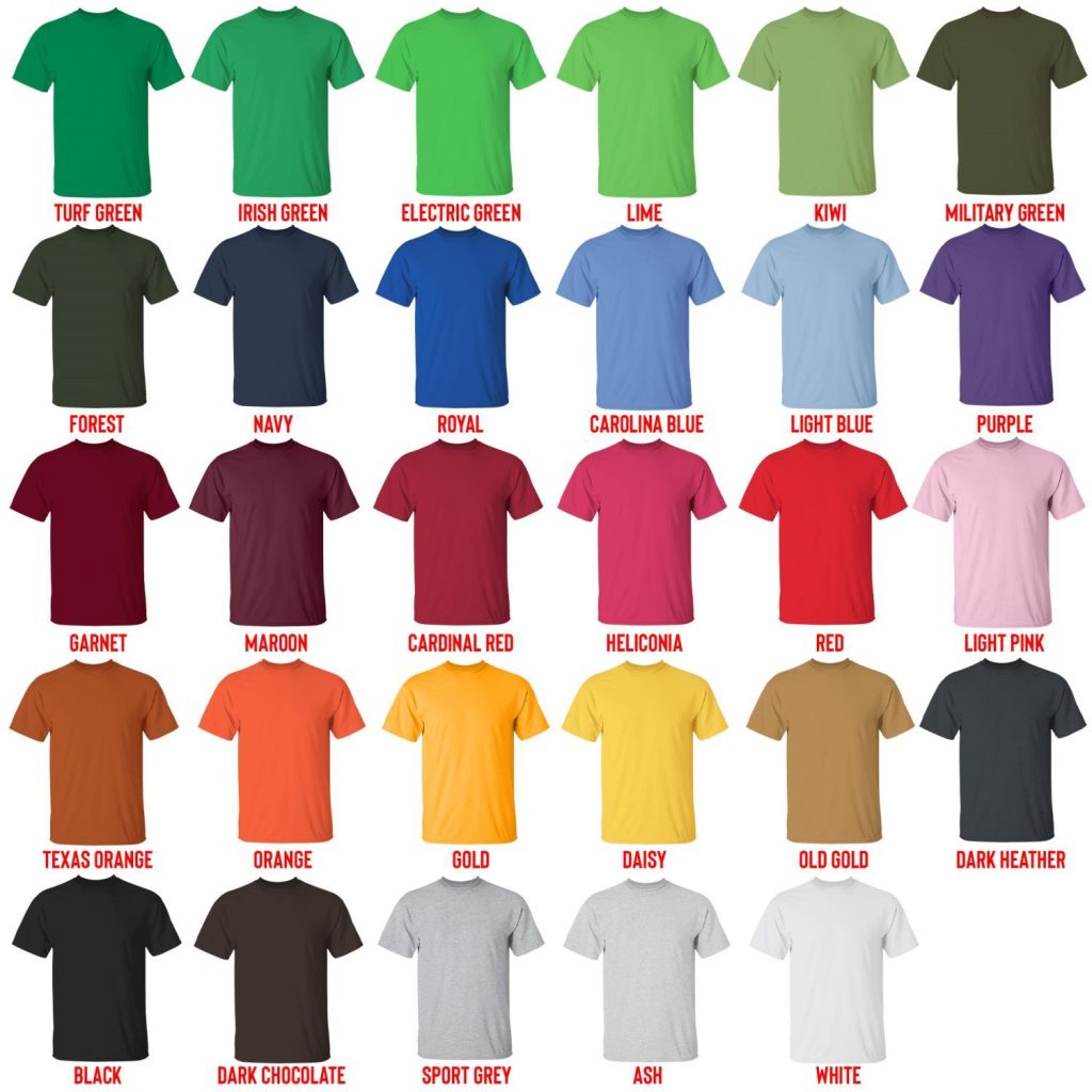 t shirt color chart - Skating Gifts