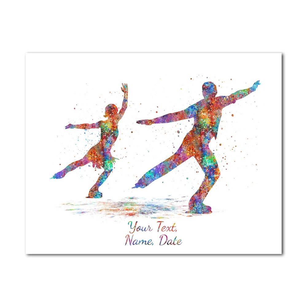 Figure Skaters Pair Painting Personalized Wall Art