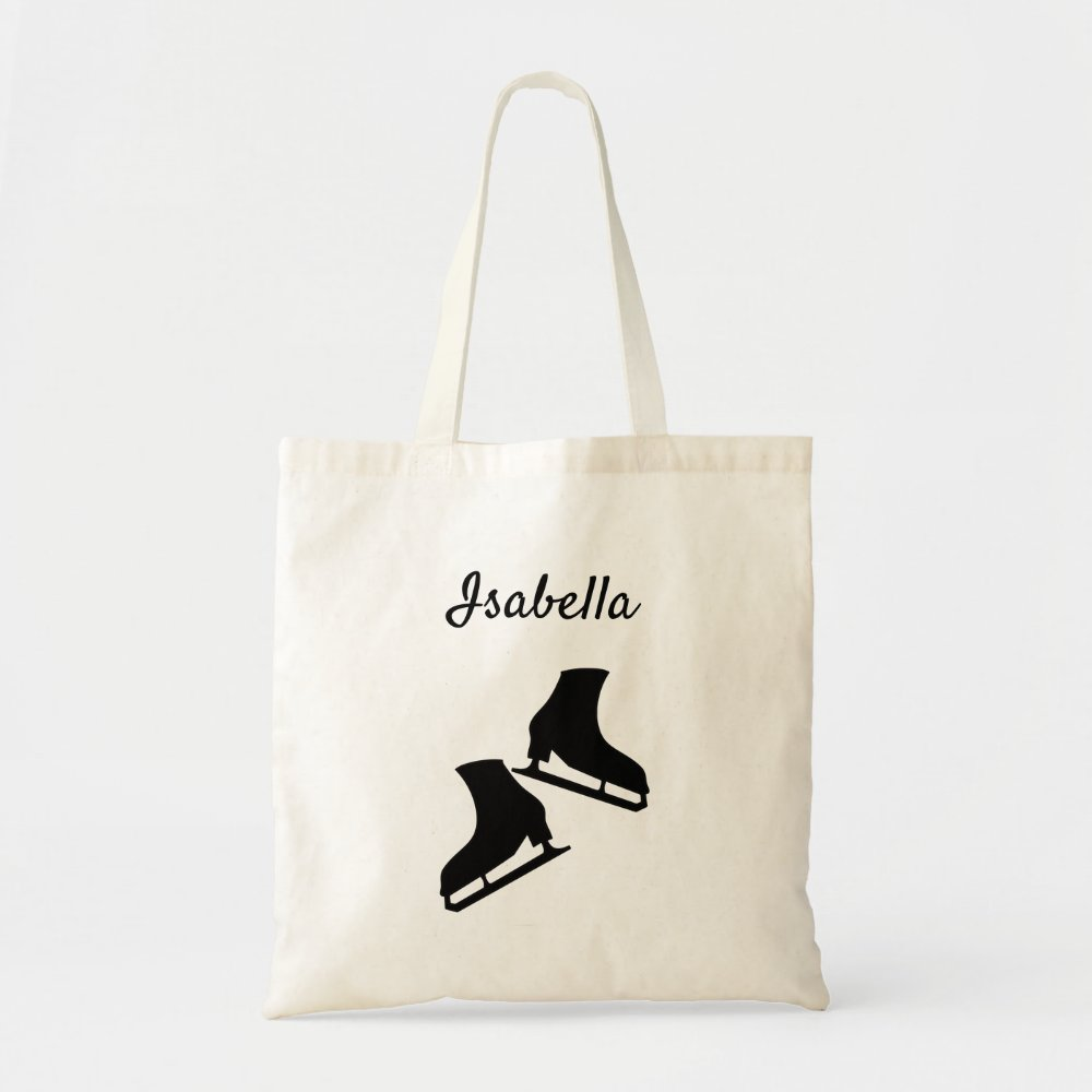 Custom Ice Skating Tote Bag Figure Skates Black