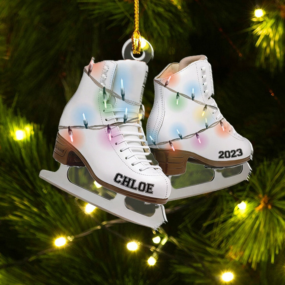 Ice Skates Figure Personalized Christmas Ornament